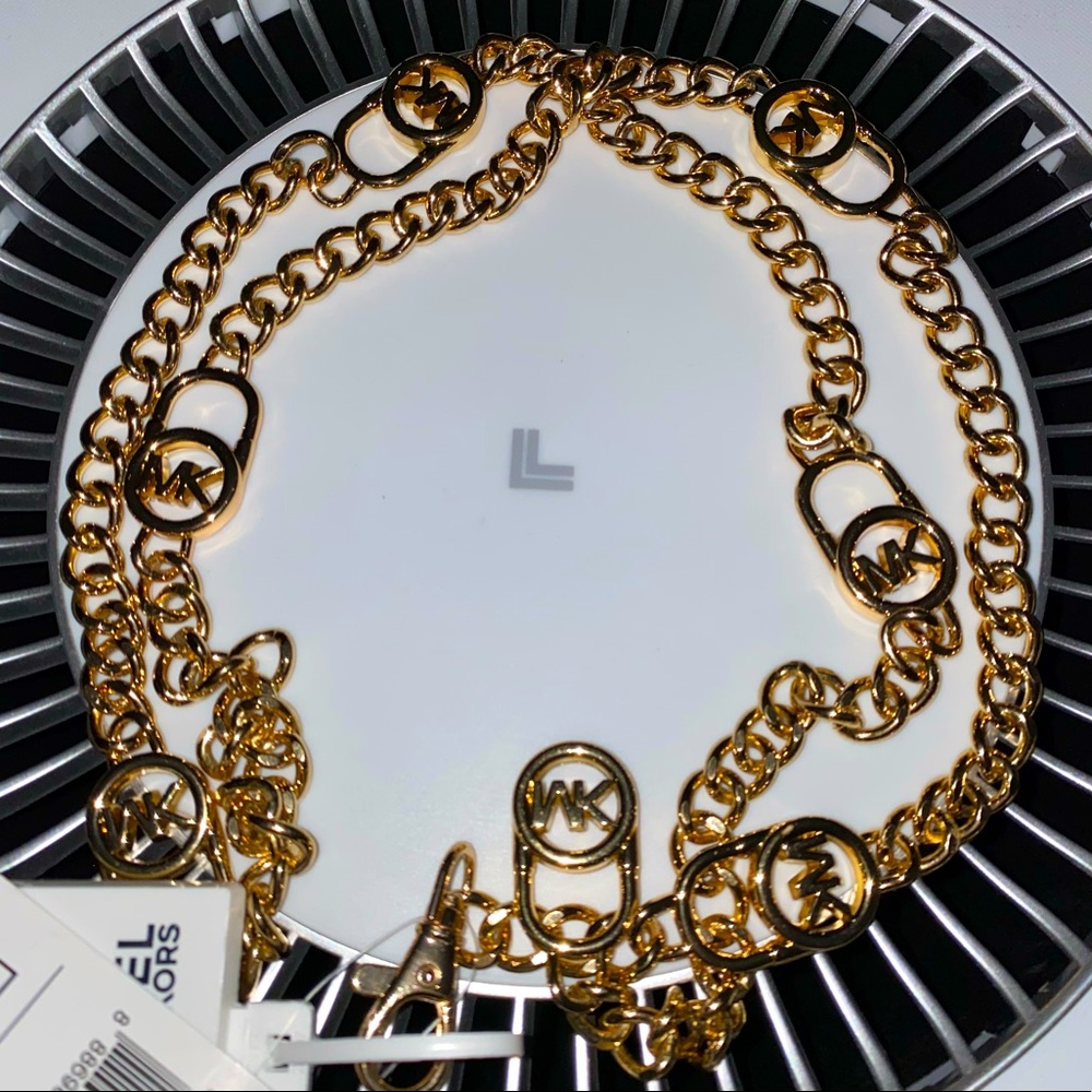 NWT MK GOLD CHAINED BELT GOLD MK LINKS SIZE LARGE / XLARGE WOMANS